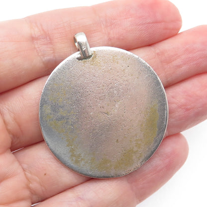 925 Sterling Silver Vintage Victorian Lady Portrait Oxidized Charm Pendant