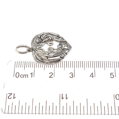 TRU BELIEVERS 925 Sterling Vintage Reflection of Christ Heart w/ Angels Pendant