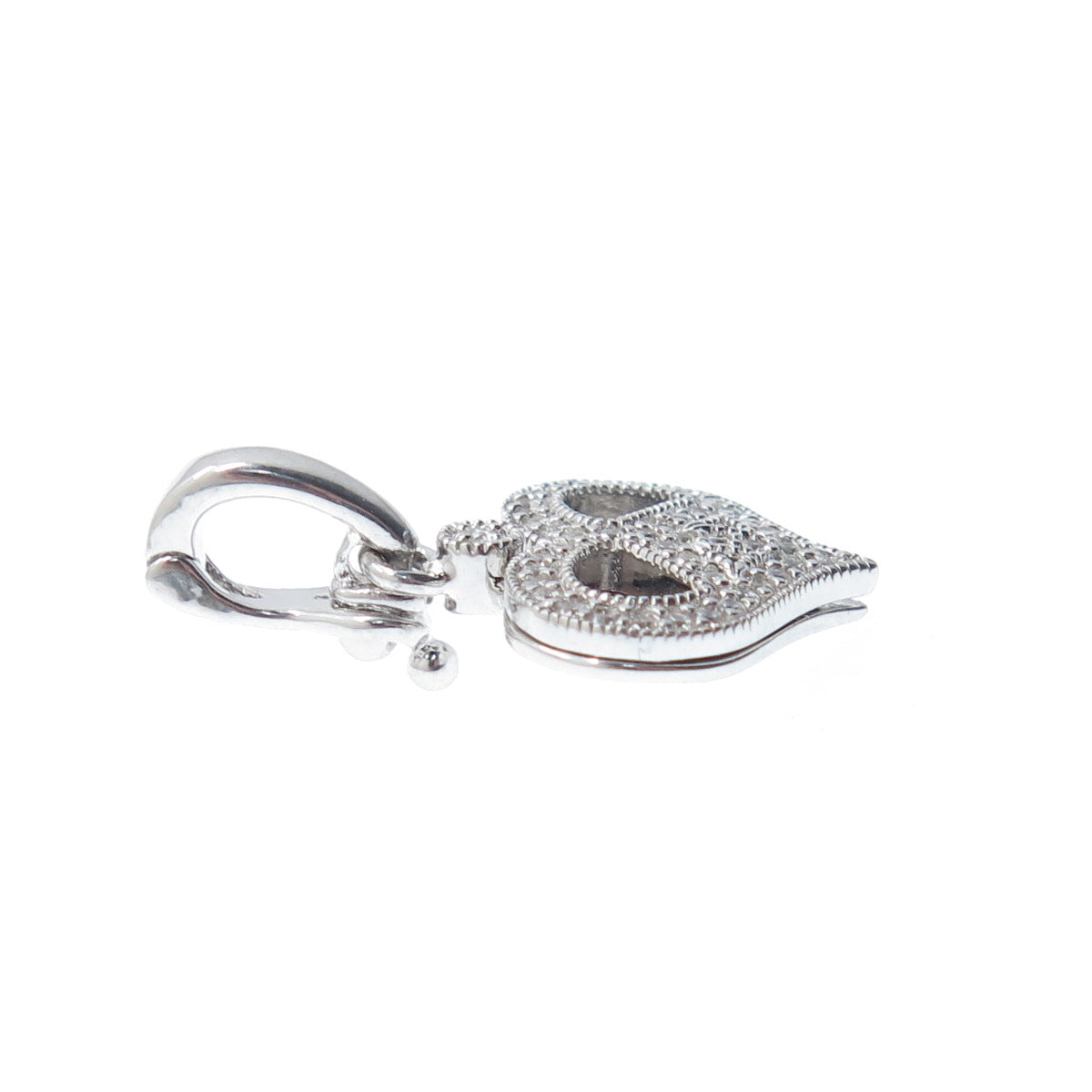 925 Sterling Silver Round-Cut C Z Peace Symbol Heart Minimalist Charm Pendant