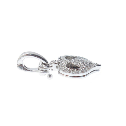 925 Sterling Silver Round-Cut C Z Peace Symbol Heart Minimalist Charm Pendant