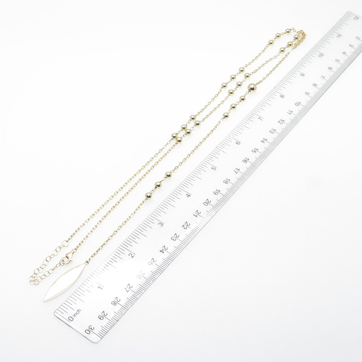 925 Sterling Silver Gold Plated Petal Beaded Belly Chain Necklace 20-22"