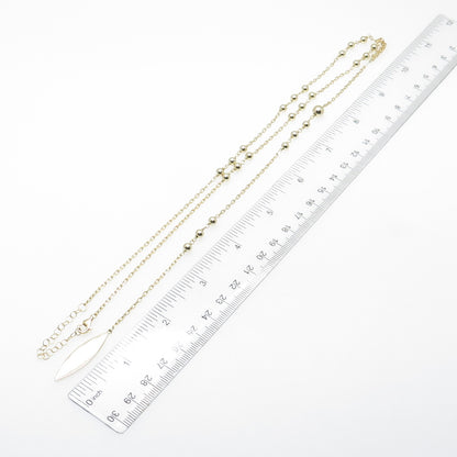 925 Sterling Silver Gold Plated Petal Beaded Belly Chain Necklace 20-22"