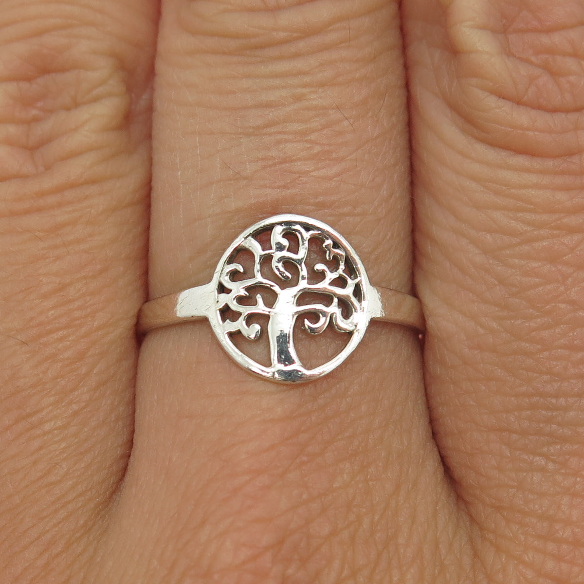 925 Sterling Silver Vintage Tree of Life Ring Size 9