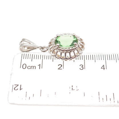 Badavici 925 Sterling Silver Oval-Cut Tsavorite C Z Floral Charm Pendant