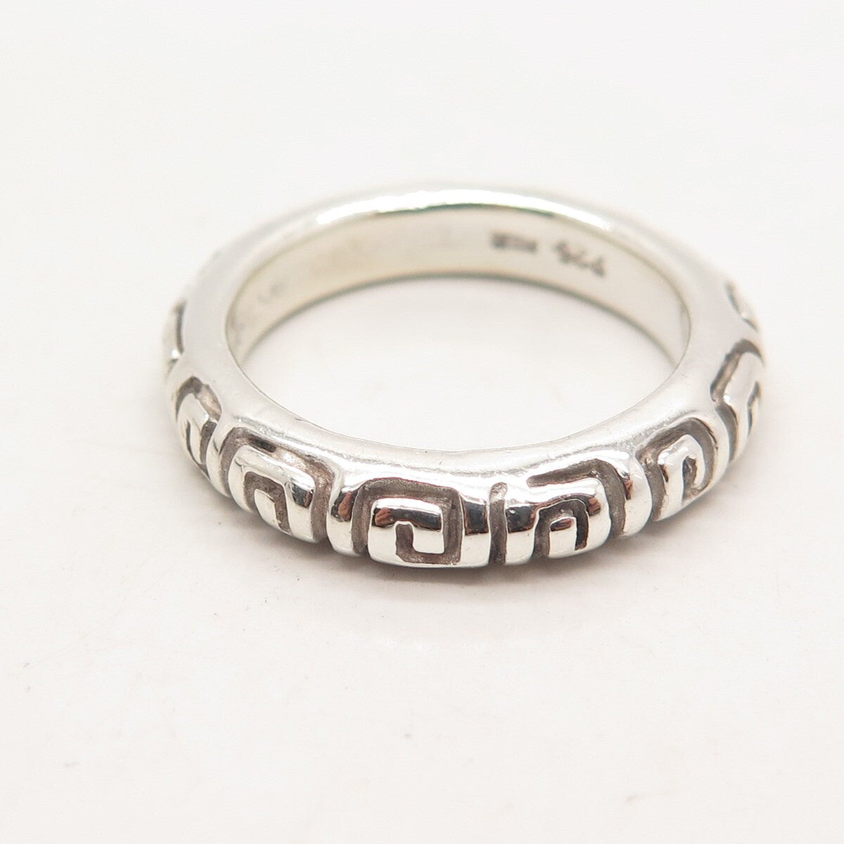 925 Sterling Silver Vintage Mexico Greek Maze Band Ring Size 8.75