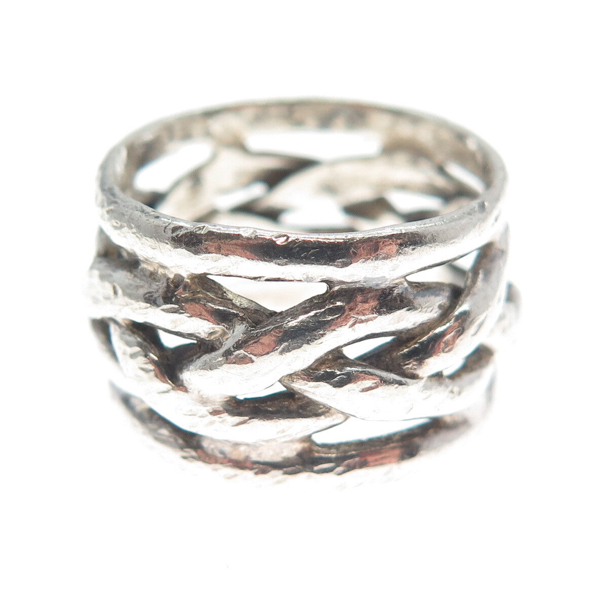 925 Sterling Silver Vintage Woven Band Ring Size 7.25