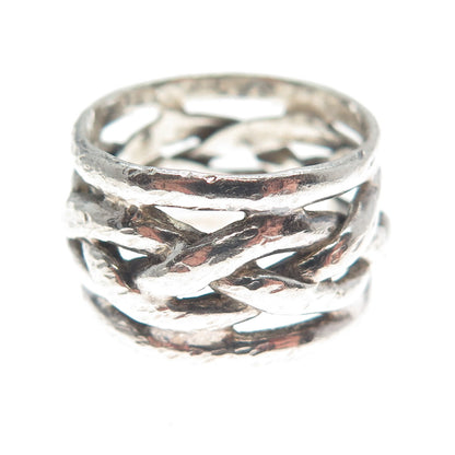 925 Sterling Silver Vintage Woven Band Ring Size 7.25