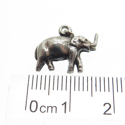 925 Sterling Silver Antique Art Deco Elephant Minimalist Charm Pendant