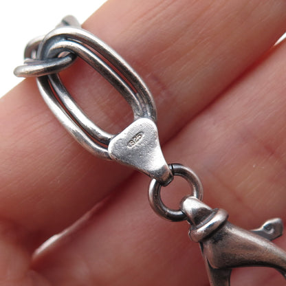 Vior 925 Sterling Silver Vintage Italy Double Oval Curb Link Bracelet 7"