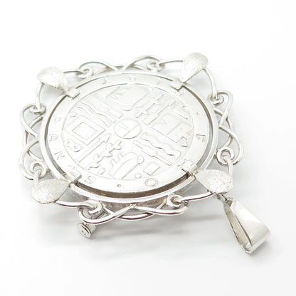925 Sterling Silver Vintage Tribal Pendant / Pin Brooch