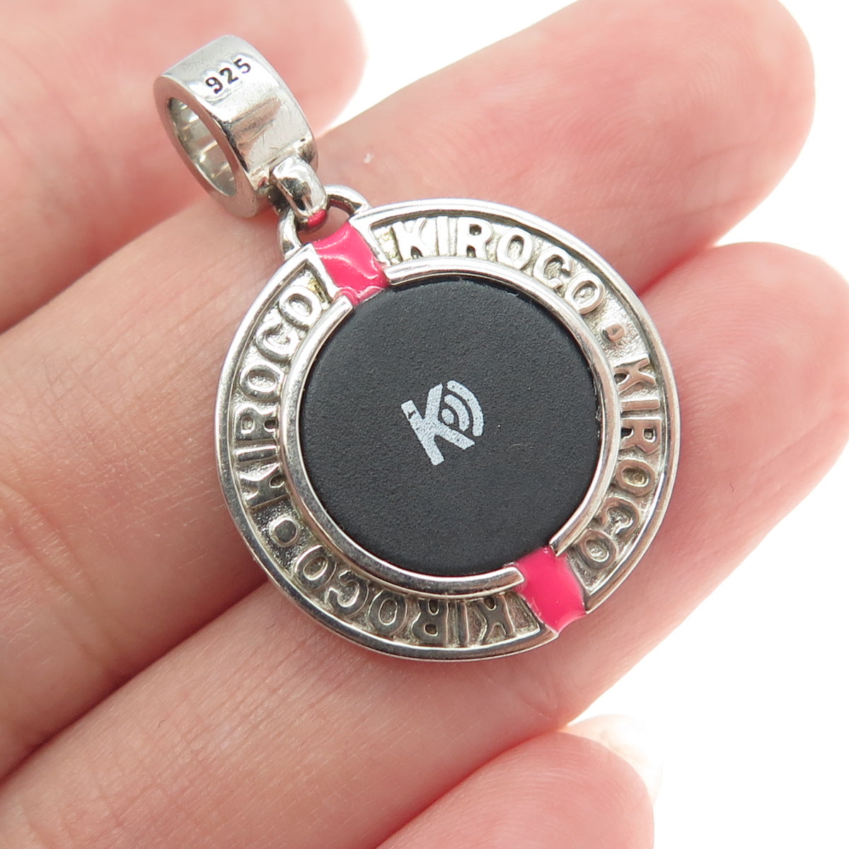 KIROCO JEWELRY 925 Sterling Silver Enamel & Rhinestone K-pay NFC Pendant