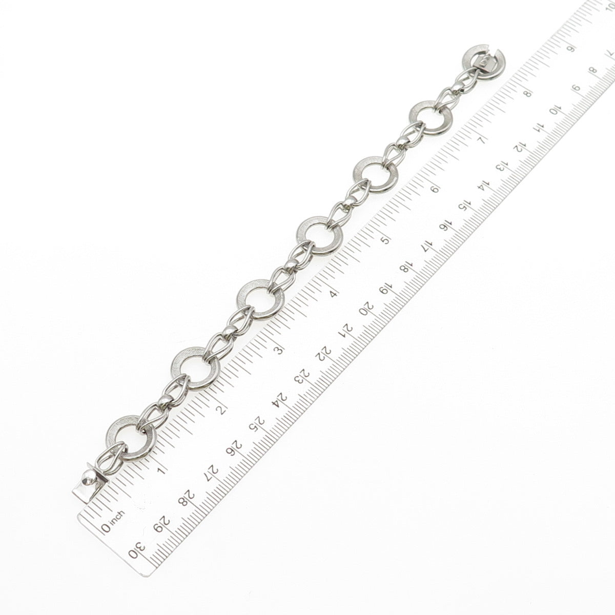 A&Z HAYWARD 925 Sterling Silver Vintage Interlocked Circle Link Bracelet 7.5"