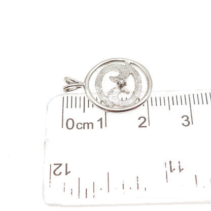925 Sterling Silver Vintage Cancer Zodiac Sign Oxidized 3D Mini Charm Pendant