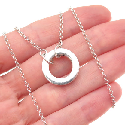Talisa Sterling Silver Vintage Milania Mason Helena Circle Name Necklace 20-22"