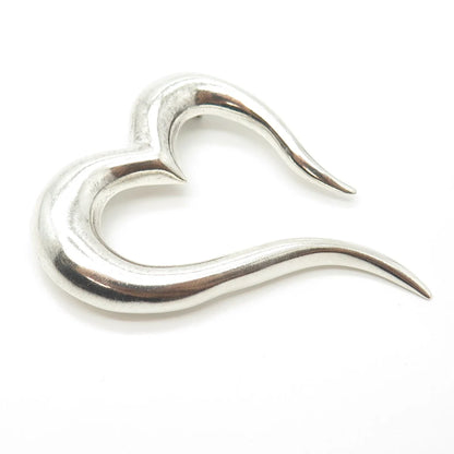 925 Sterling Silver Vintage Mexico Open Heart Pin Brooch