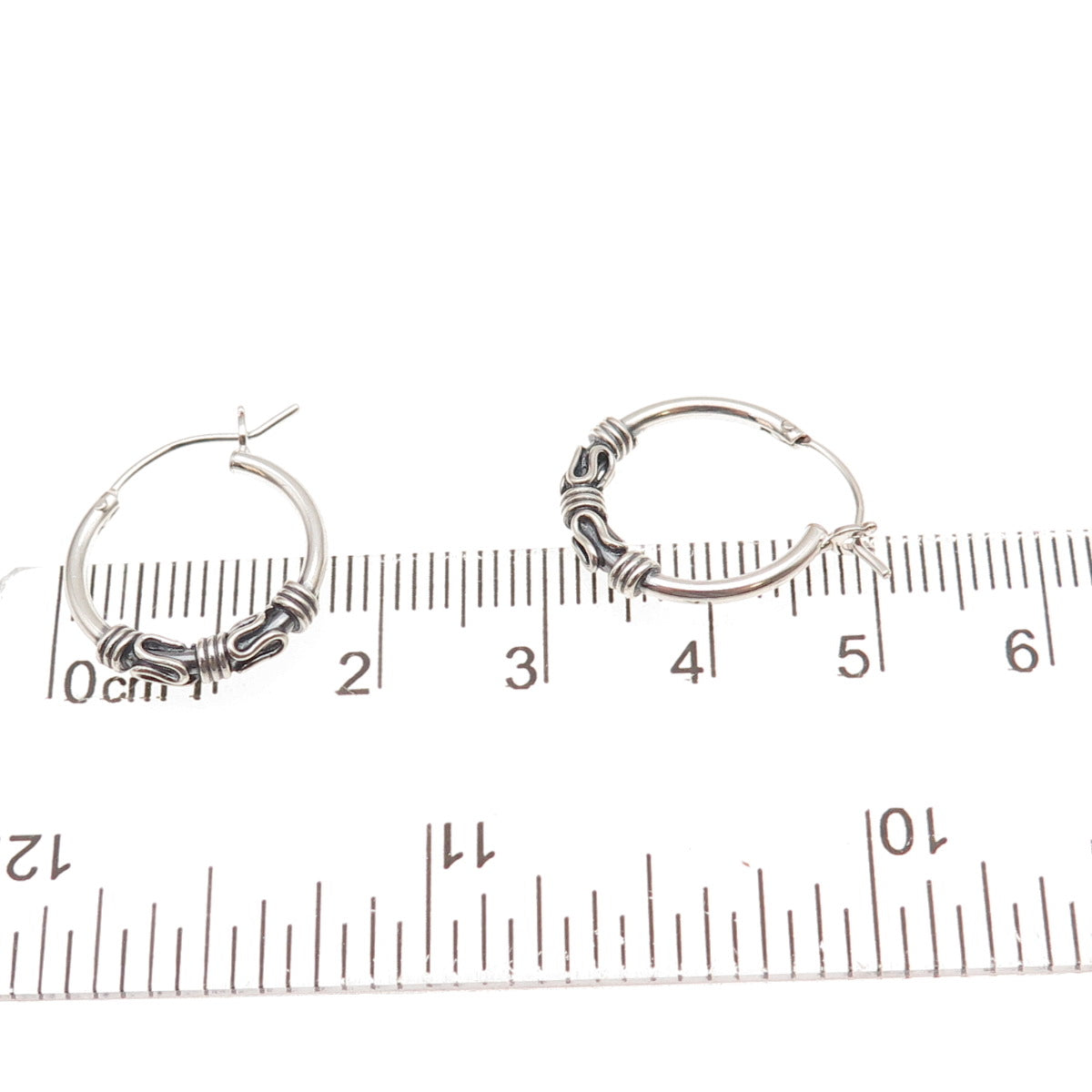Han 925 Sterling Silver Vintage Zig Zag Oxidized Hoop Earrings