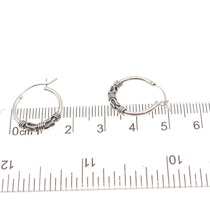 Han 925 Sterling Silver Vintage Zig Zag Oxidized Hoop Earrings