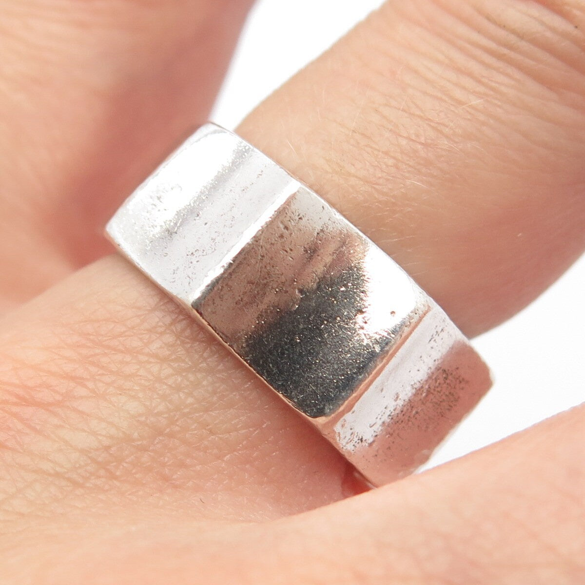 925 Sterling Silver Vintage Mexico Gear Band Ring Size 7.5