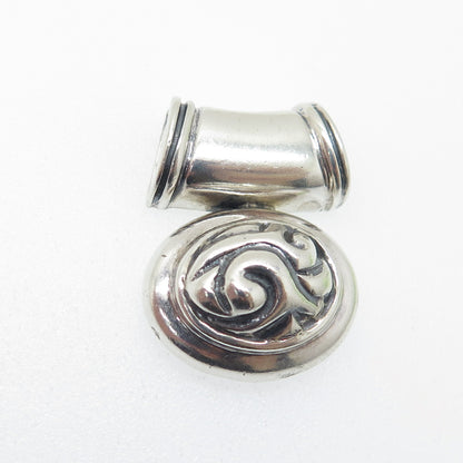 ZINA 925 Sterling Silver Vintage Signature Scroll Oxidized Slide Pendant