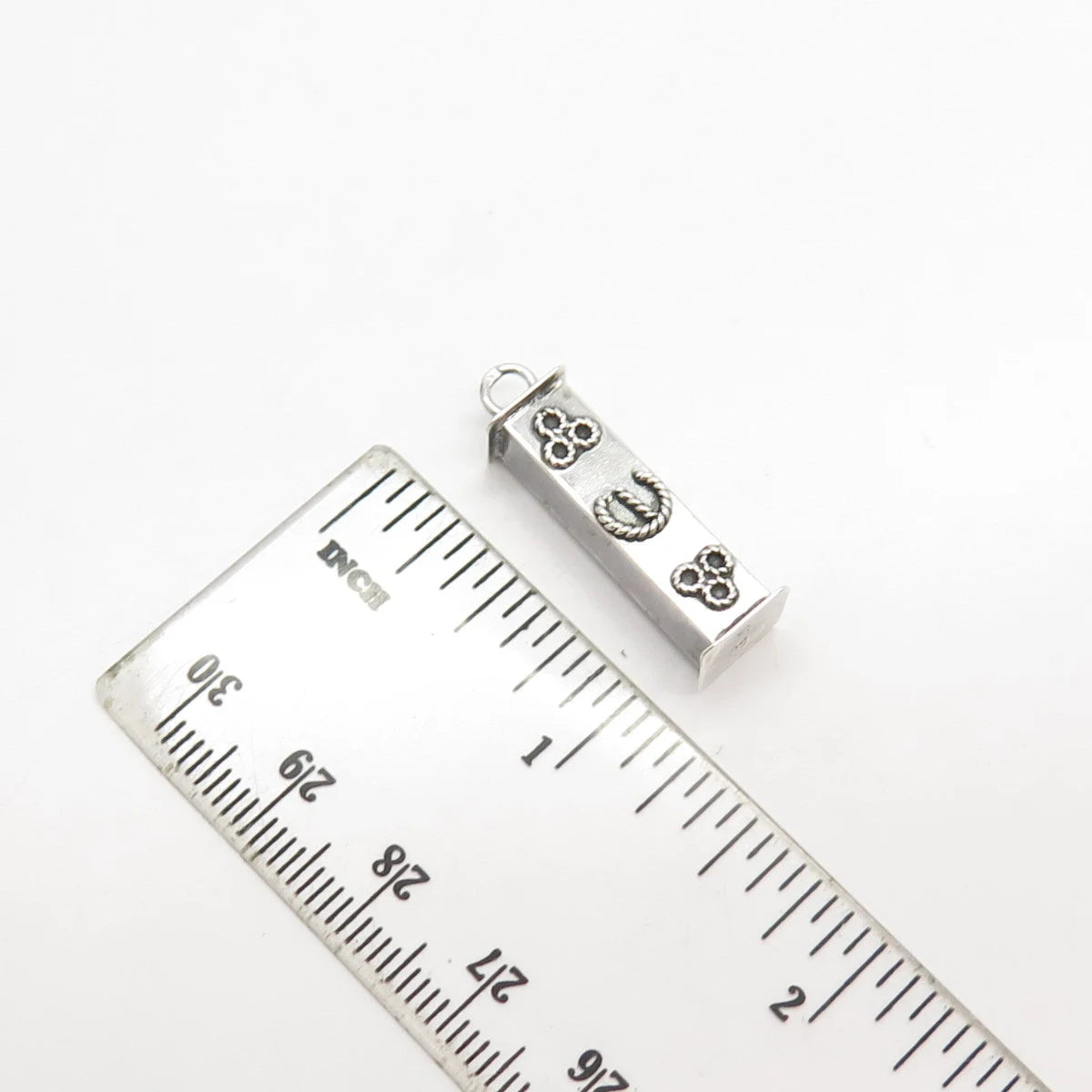 925 Sterling Silver Vintage Textured Bar Pendant