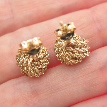 925 Sterling Silver Gold Plated Twisted Knot Stud Earrings