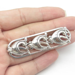 DANECRAFT 925 Sterling Silver Antique Art Deco Jug Row Swirl Pin Brooch