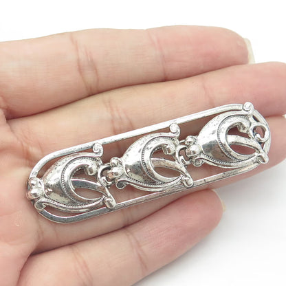 DANECRAFT 925 Sterling Silver Antique Art Deco Jug Row Swirl Pin Brooch