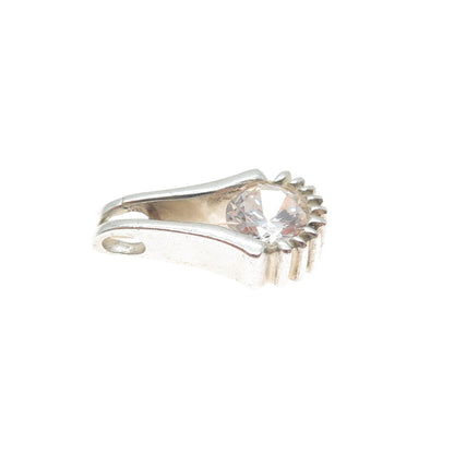 PULGA 925 Sterling Silver Round-Cut C Z Minimalist Slide Charm Pendant