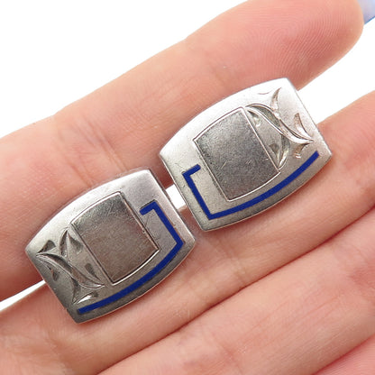 925 Sterling Silver Antique Art Deco Enamel ID Cufflinks