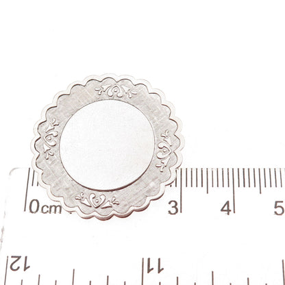 Lamode 925 Sterling Silver Antique Art Deco Engravable Floral Pin Brooch