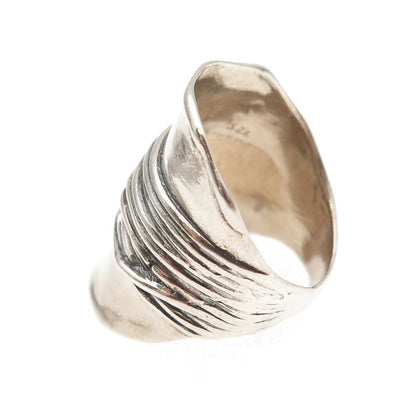 925 Sterling Silver Vintage Israel Modernist Oxidized Ring Size 8.5