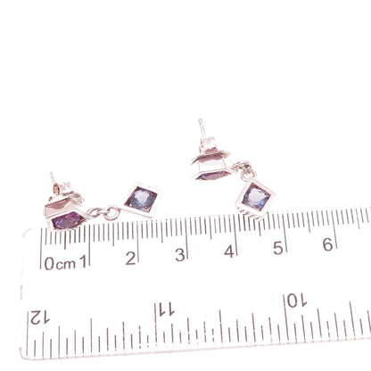 Franco P & Sons Sterling Silver Vintage Real Amethyst & Iolite Dangle Earrings