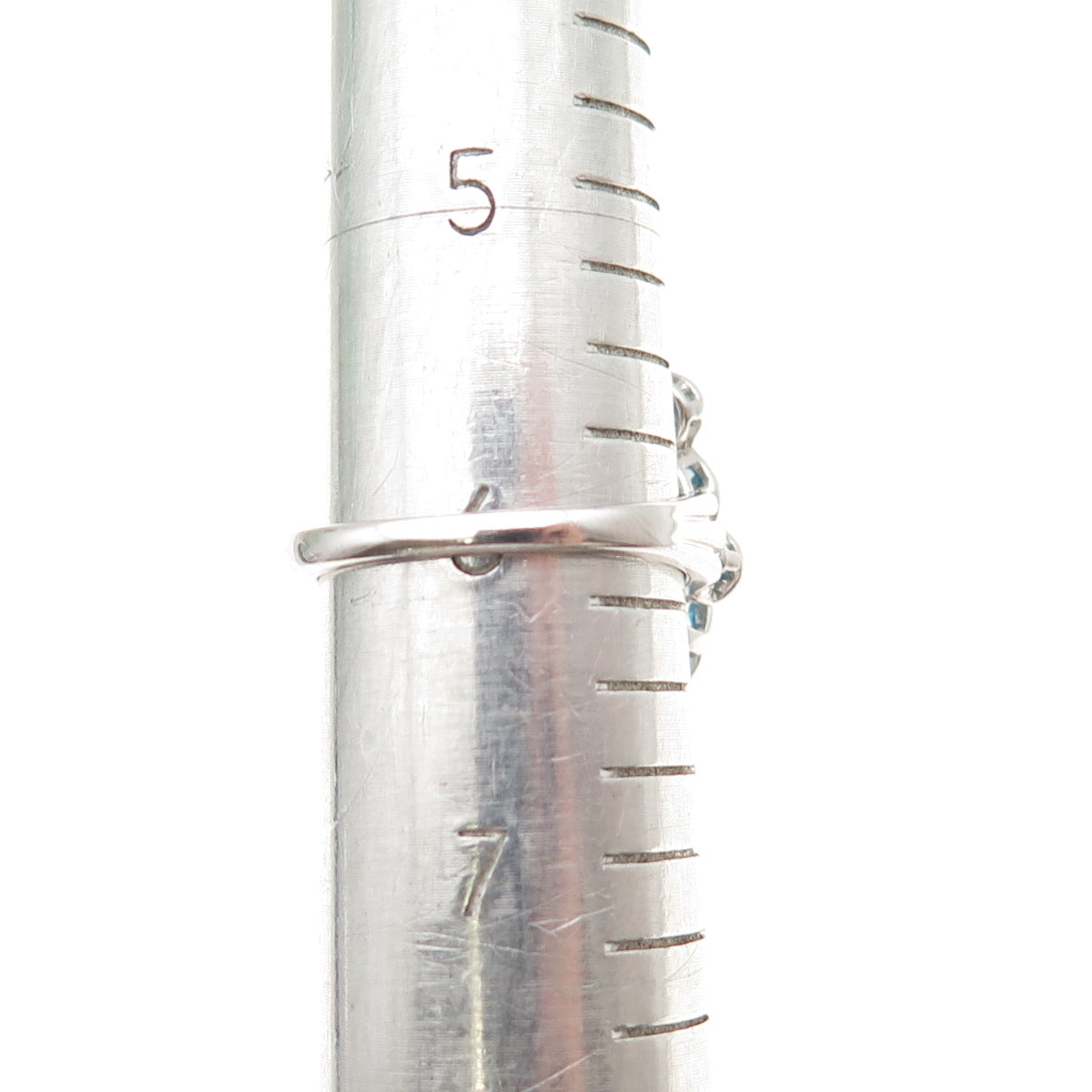 925 Sterling Silver Real London & Swiss Blue Topaz Cluster Ring Size 6