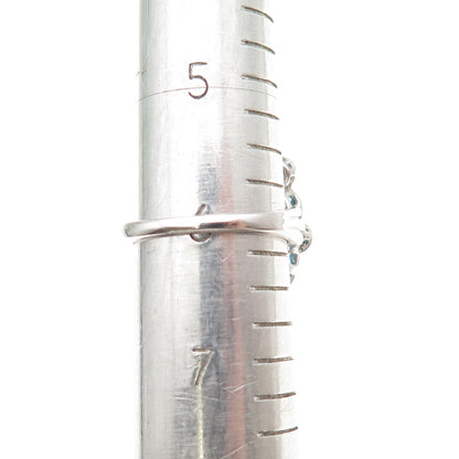 925 Sterling Silver Real London & Swiss Blue Topaz Cluster Ring Size 6