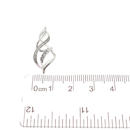 925 Sterling Silver Real Round-Cut Diamond Twisted Charm Pendant