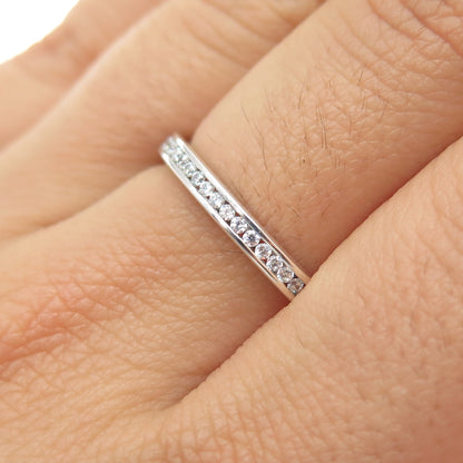 DIAG 925 Sterling Silver Round-Cut C Z Half Eternity Band Ring Size 7.25