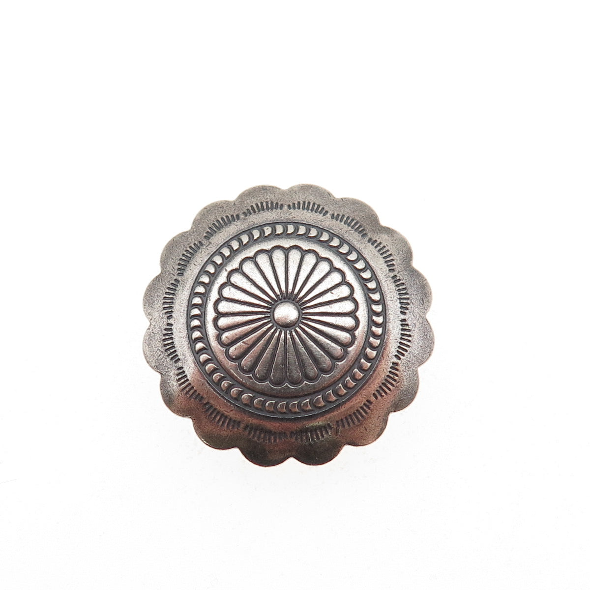 Old Pawn 925 Sterling Silver Vintage Southwestern Concho Oxidized Clip Button