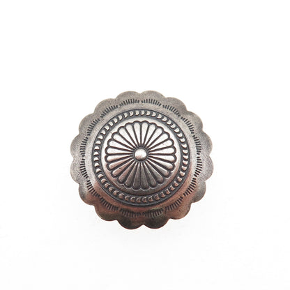 Old Pawn 925 Sterling Silver Vintage Southwestern Concho Oxidized Clip Button