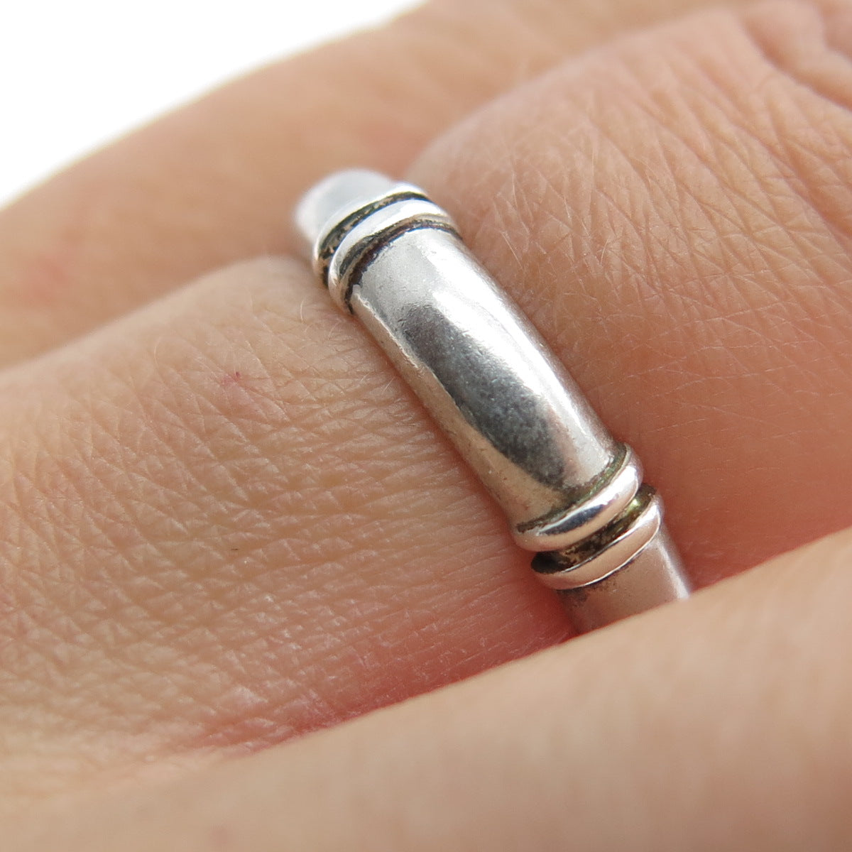 HENRY DESIGNS STUDIO 925 Sterling Silver Vintage Bamboo Band Ring Size 6.25