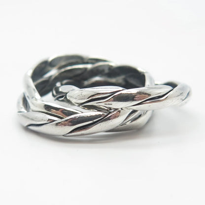 925 Sterling Silver Vintage Mexico 3-Row Twisted Ring Size 7