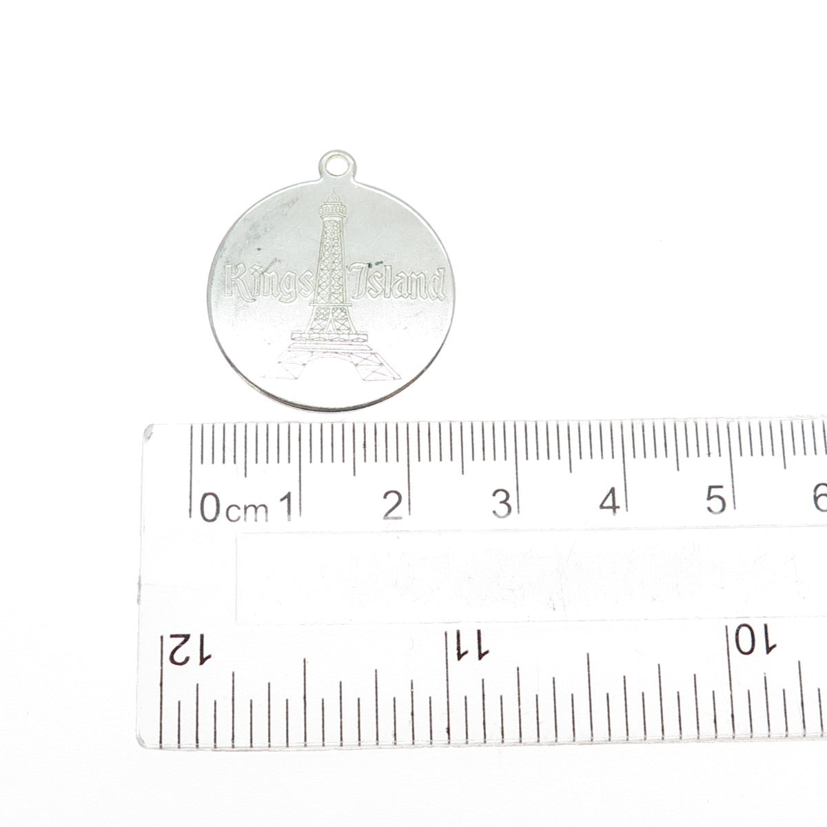 Rosecraft Sterling Silver Vintage Engraved Kings Island Round Tag Charm Pendant