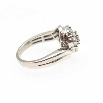 SAMARA SJD 925 Sterling Silver Real Round-Cut Moissanite Bypass Ring Size 7