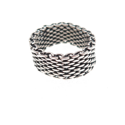 Tiffany & Co. 925 Sterling Silver Vintage Somerset Mesh Ring Size 10