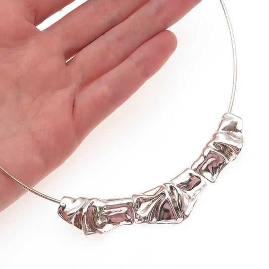 HAGIT GORALI 925 Sterling Silver Vintage Israel Modernist Chain Necklace 16-20"