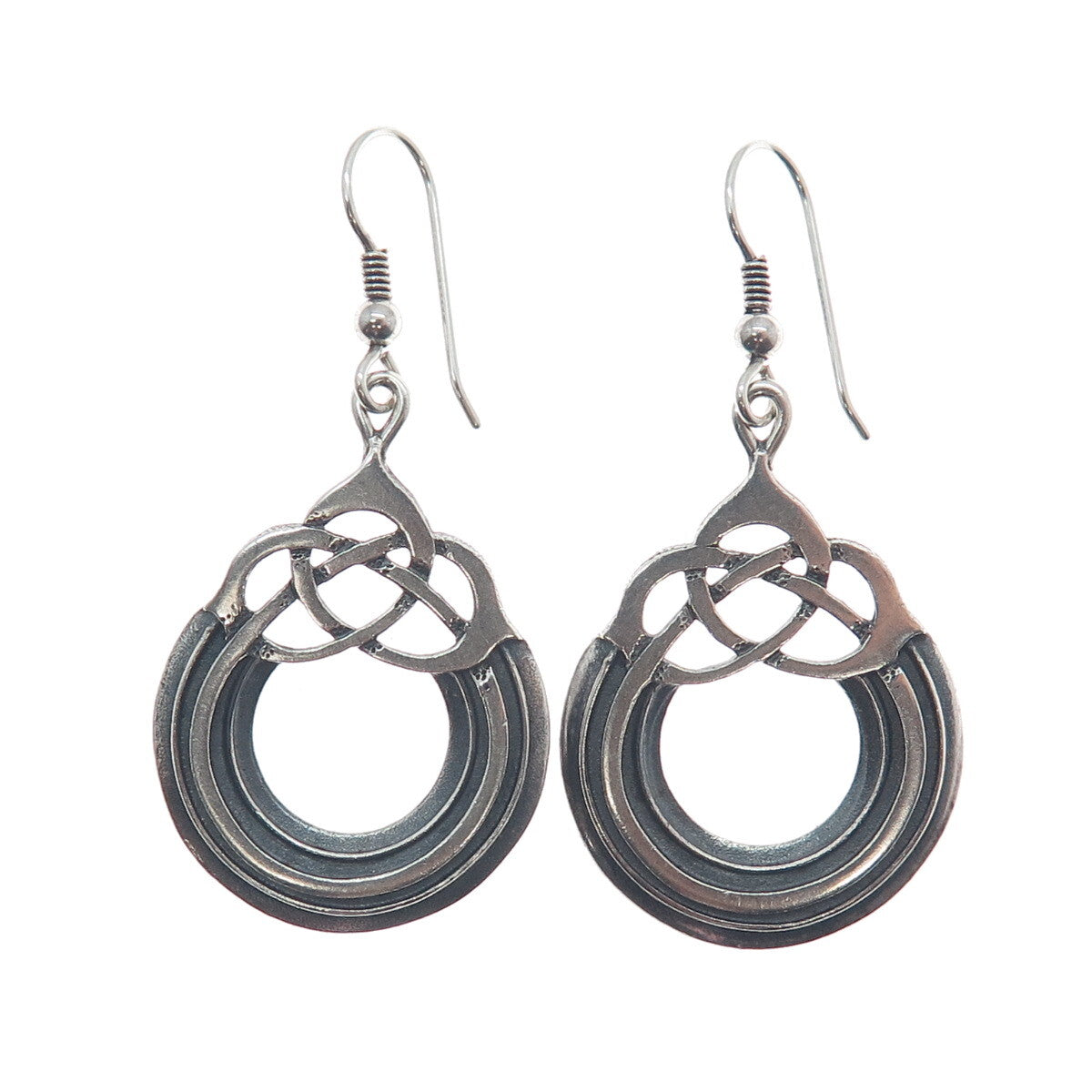 OLA M GORIE 925 Sterling Vintage Edinburgh Celtic Oxidized Dangle Earrings