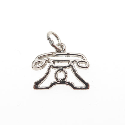 925 Sterling Silver Vintage Retro Phone Mini Charm Pendant