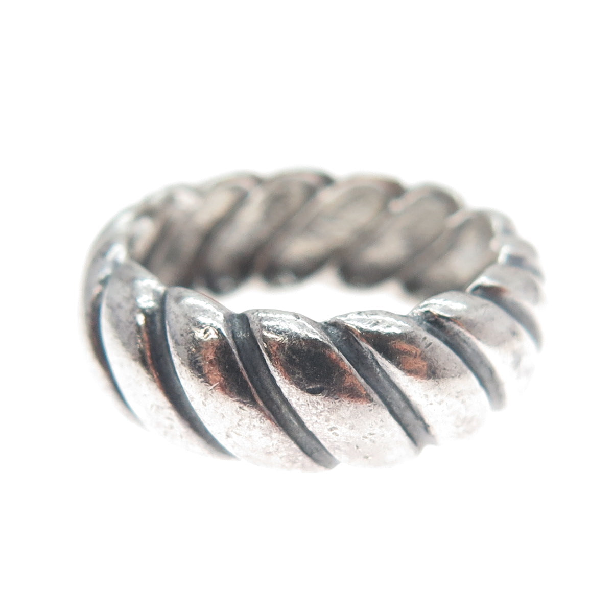 925 Sterling Silver Vintage Twisted Rope Band Oxidized Ring Size 6.5