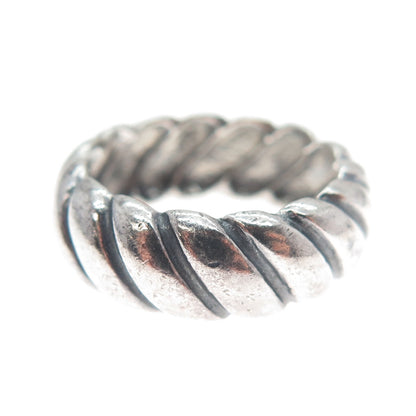 925 Sterling Silver Vintage Twisted Rope Band Oxidized Ring Size 6.5