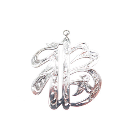 925 Sterling Silver Vintage Engraved Fortune Chinese Character Charm Pendant