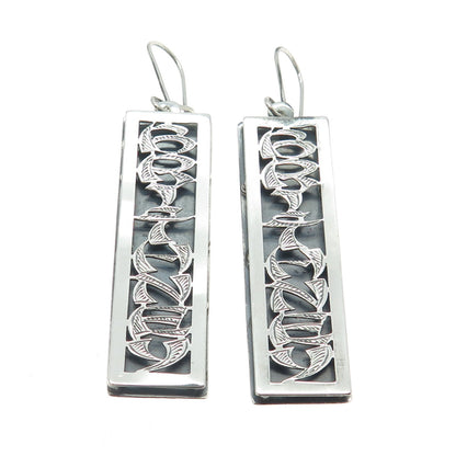 925 Sterling Silver Vintage "Brithney" Name Bar Oxidized Earrings